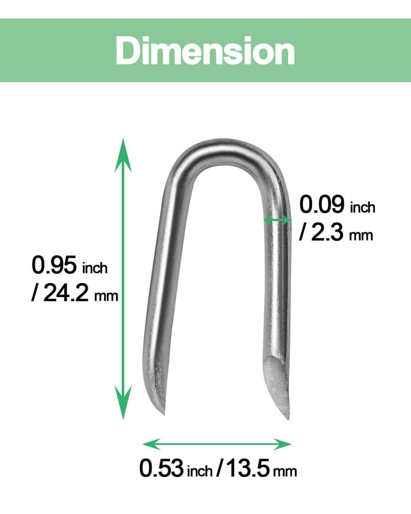 vensovo 200pcs Wire Fence Staple - Steel U-Shaped Nail for Wire Mesh, Galvanized Fasteners Nails for Fixing Wooden Fence Chicken Wire Staple - Image 2